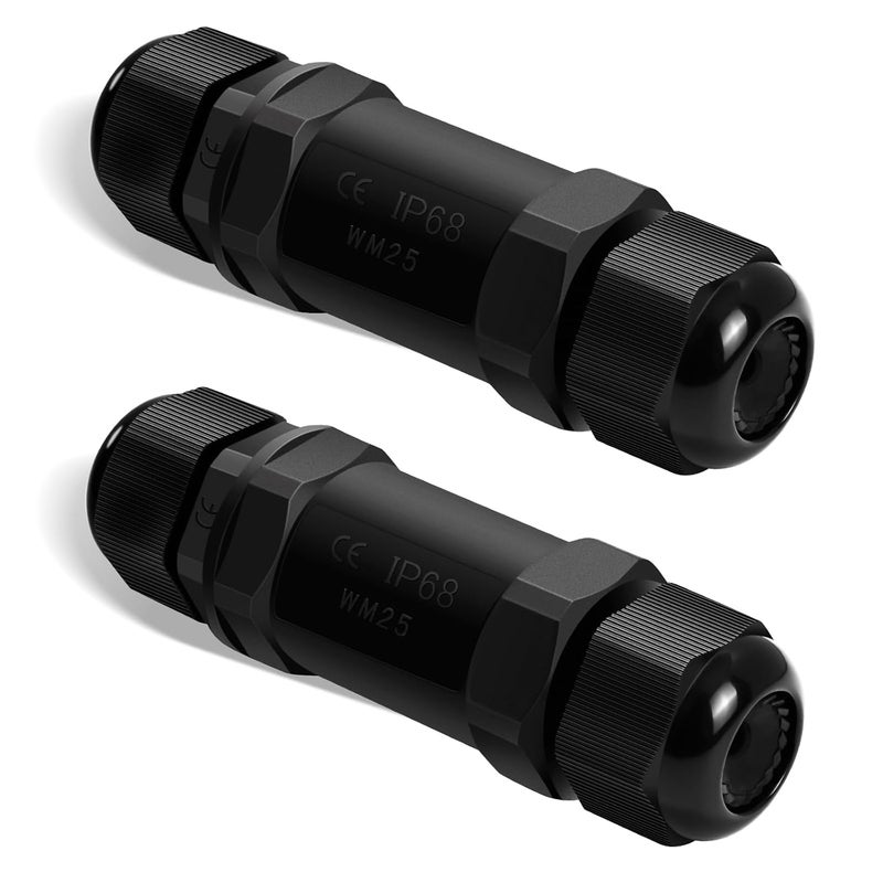 QINGLER موصل إيثرنت RJ45 مقاوم للماء 2 عبوة، خارجي IP68 محمي مع دعم PoE لكابلات الشبكة Cat7/Cat6/Cat5E/Cat5 موصل أنثوي إلى أنثوي - Image 1